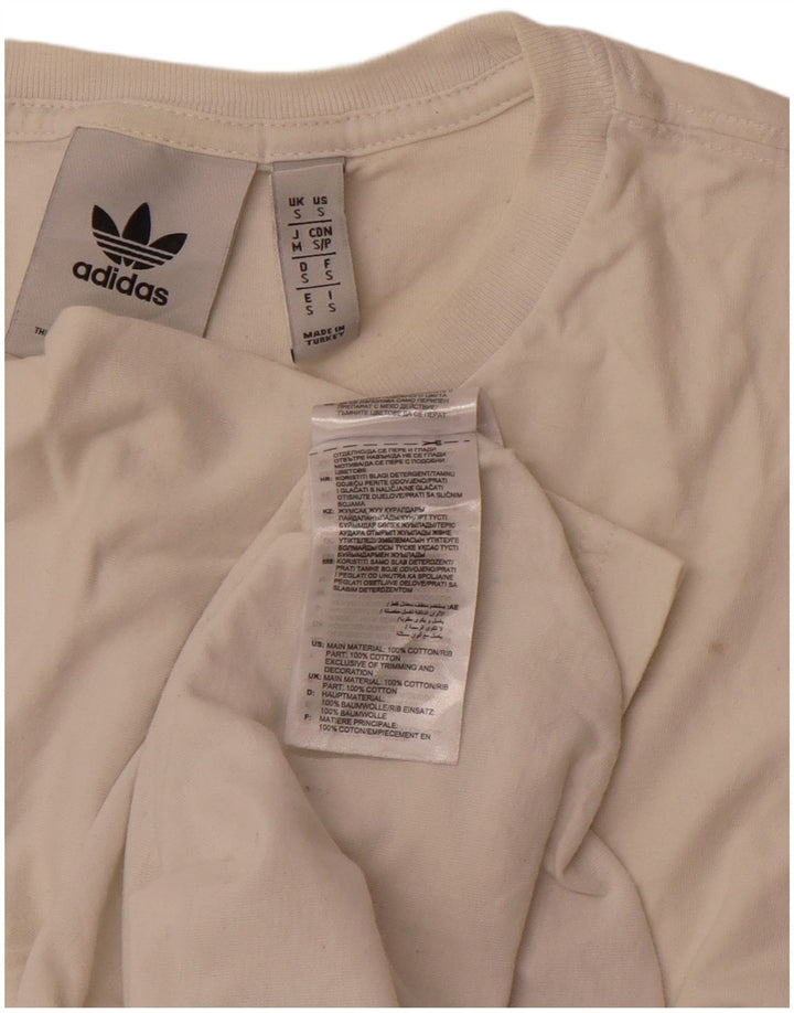 ADIDAS Mens T-Shirt Top Small Off White Cotton