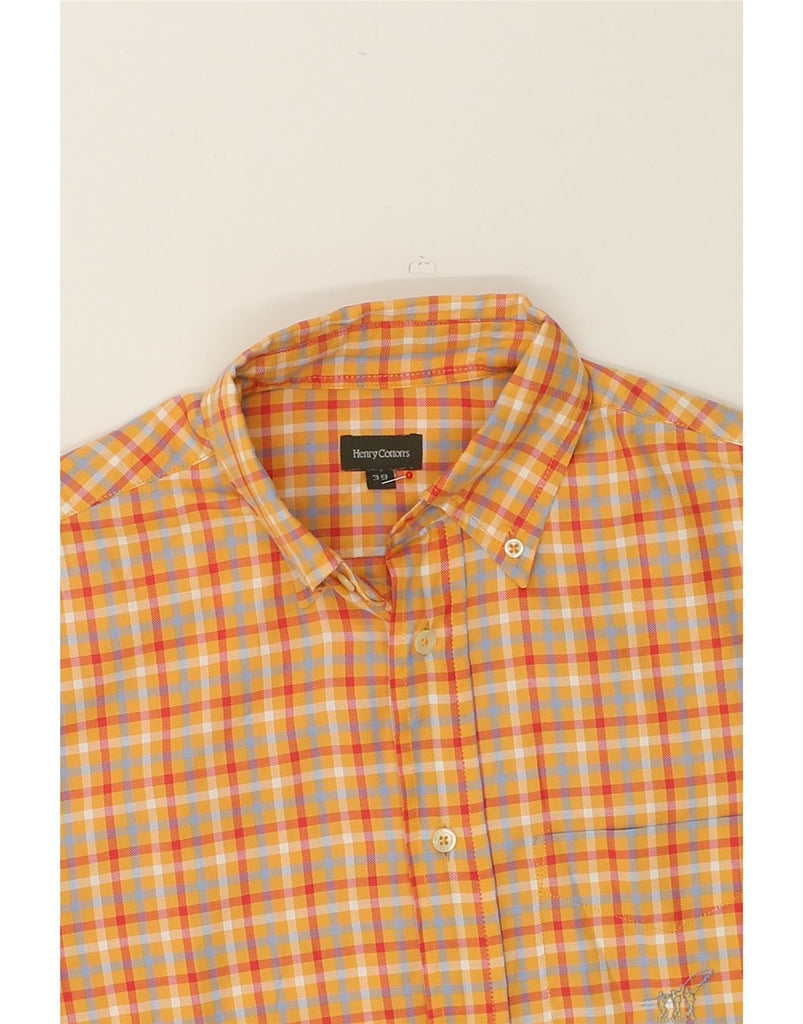 HENRY COTTONS Mens Shirt Size 39 Medium Yellow Check Cotton | Vintage Henry Cottons | Thrift | Second-Hand Henry Cottons | Used Clothing | Messina Hembry 