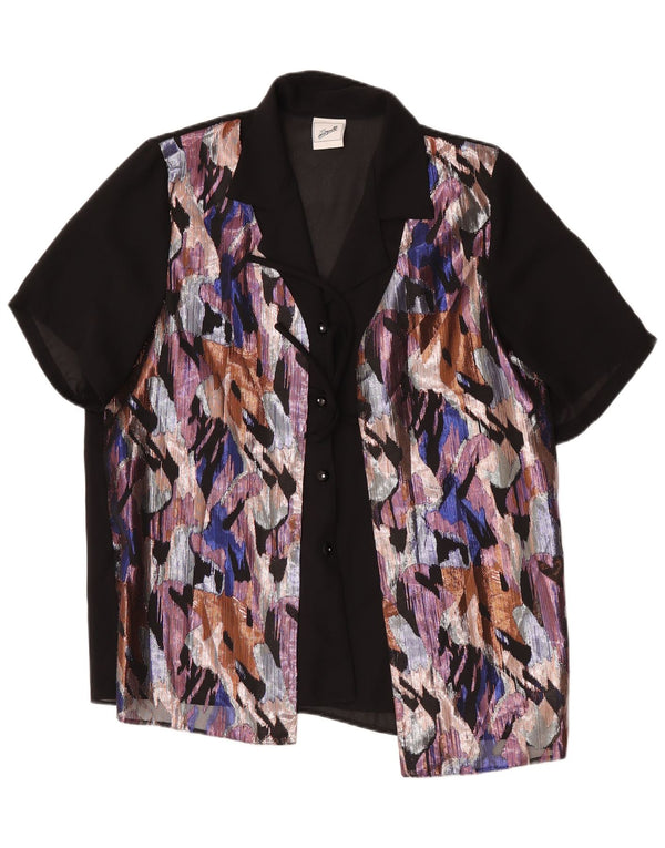 C&A Womens Relaxed Fit Abstract Pattern Shirt Blouse UK 16 Large Black