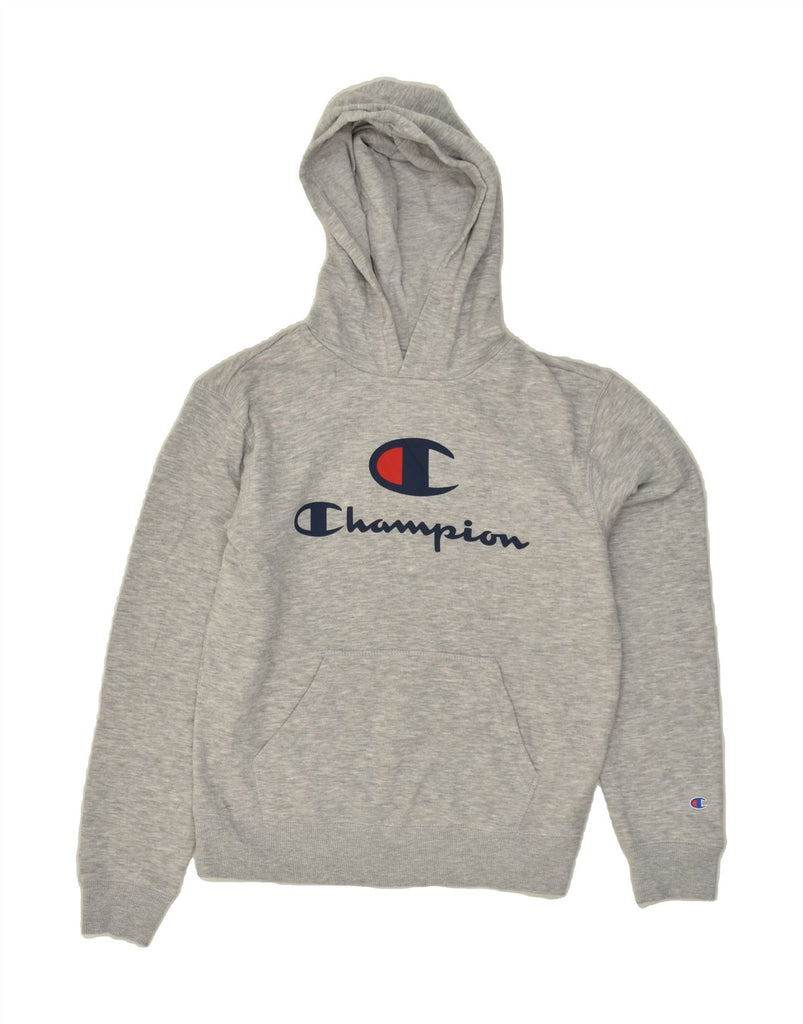 CHAMPION Boys Graphic Hoodie Jumper 14-15 Years Grey Cotton | Vintage Champion | Thrift | Second-Hand Champion | Used Clothing | Messina Hembry 