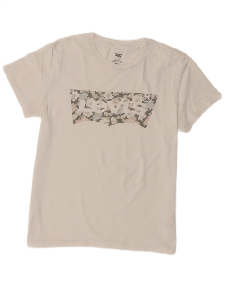Levi's Womens Graphic T-Shirt Top UK 12 Medium White Cotton