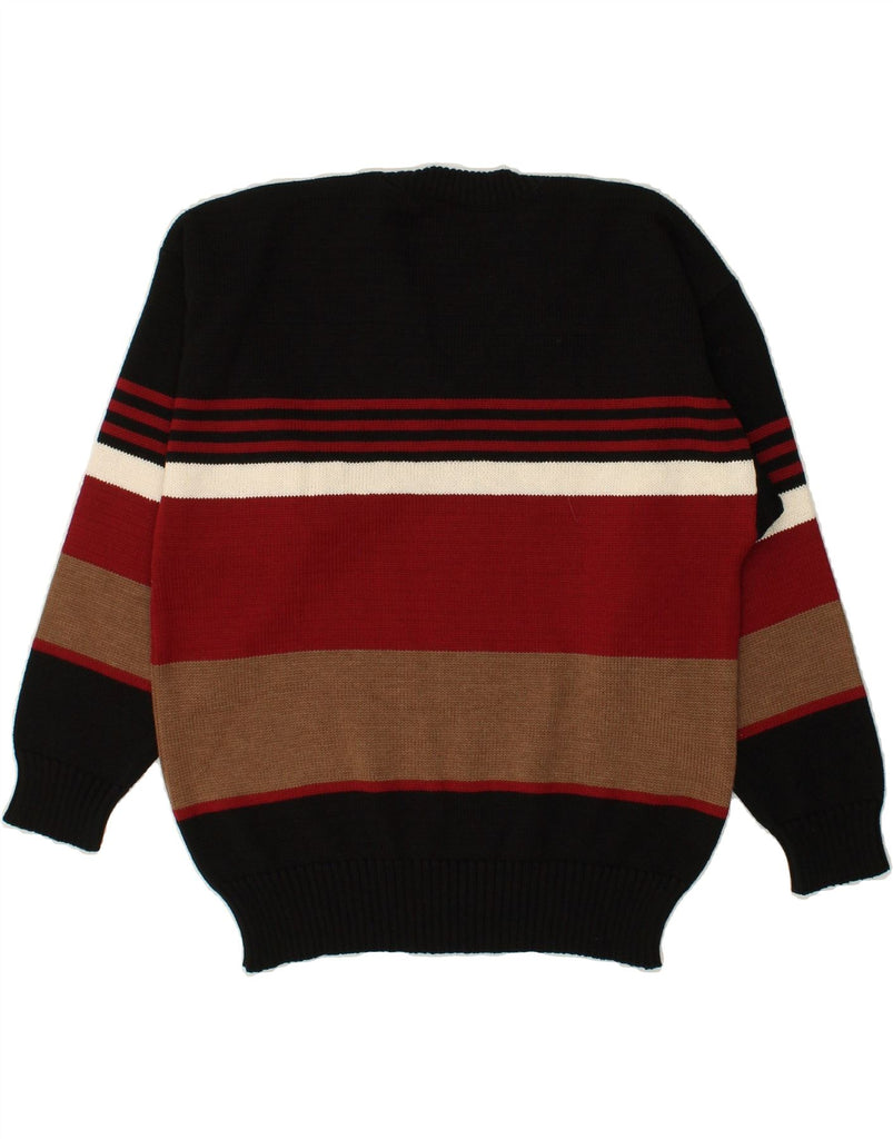 VINTAGE Mens V-Neck Jumper Sweater IT 48 Small Black Striped Cotton | Vintage Vintage | Thrift | Second-Hand Vintage | Used Clothing | Messina Hembry 