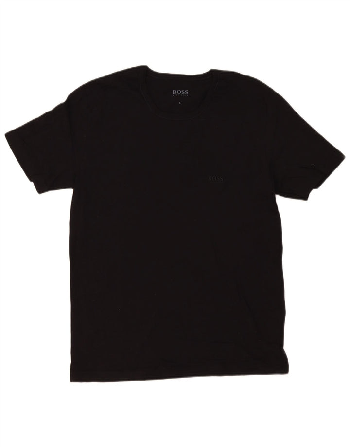 Hugo Boss Mens T-Shirt Top Large Black Cotton