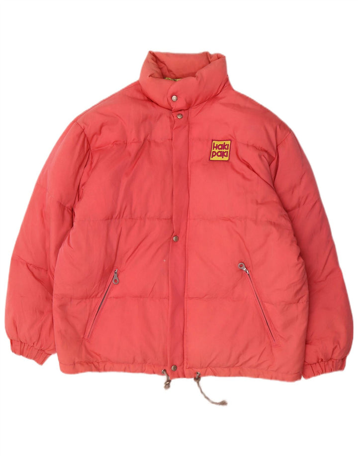 Vintage Mens Loose Fit Padded Jacket IT 46 Small Pink Floral Polyamide
