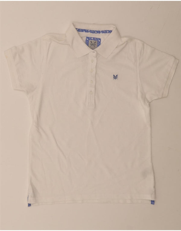 Crew Clothing Womens Polo Shirt UK 14 Medium  White Cotton