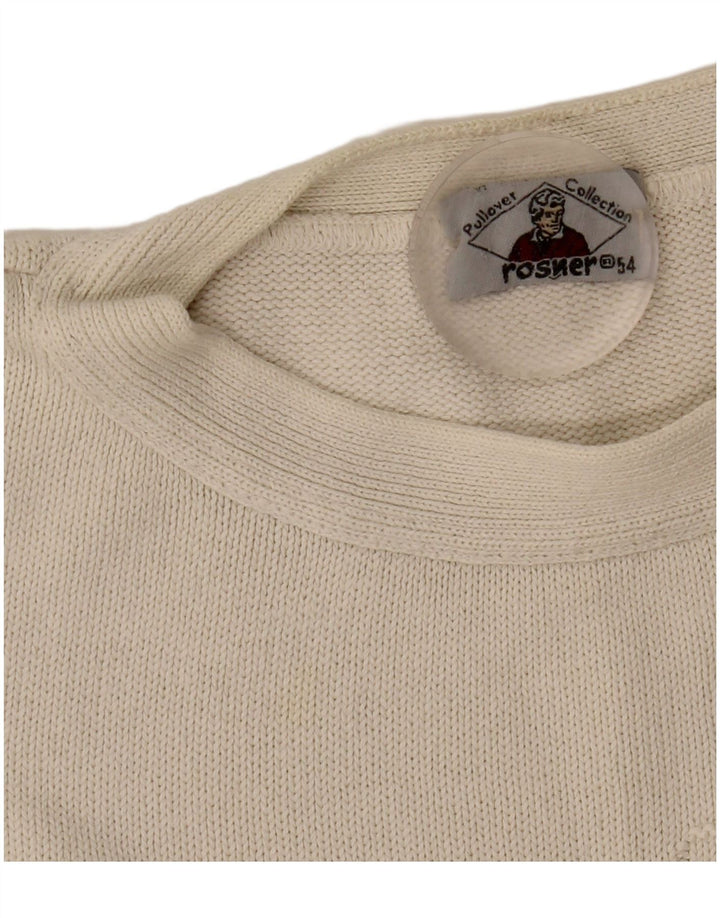 Rosner Womens Graphic Crew Neck Jumper Sweater IT 54 3XL Off White