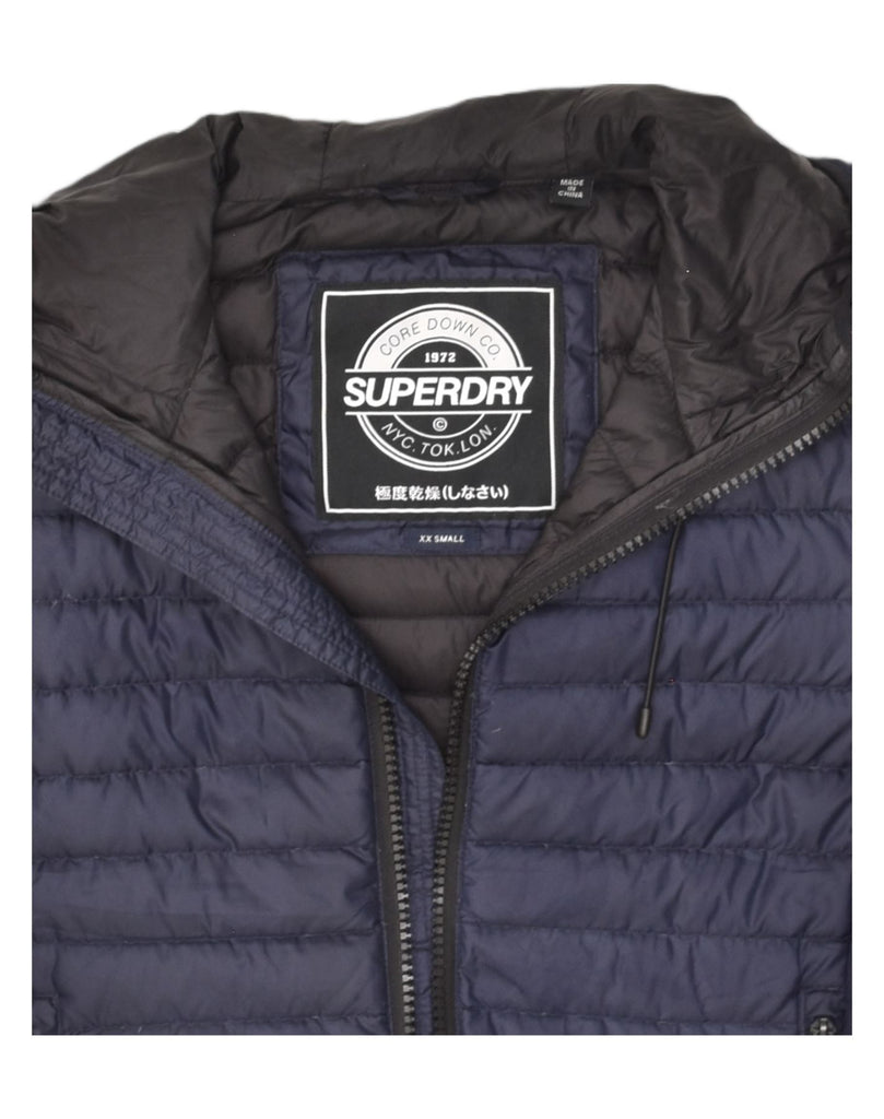 SUPERDRY Womens Padded Jacket UK 2 2XS Blue Polyester | Vintage Superdry | Thrift | Second-Hand Superdry | Used Clothing | Messina Hembry 