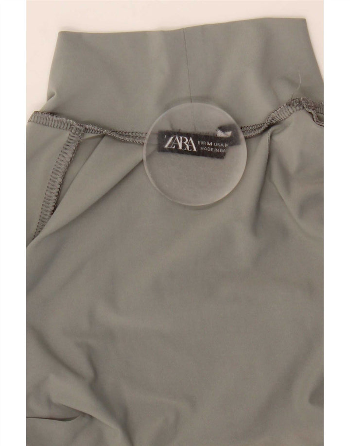 Zara Womens Long Sleeve Bodysuit UK 12 Medium Grey Nylon