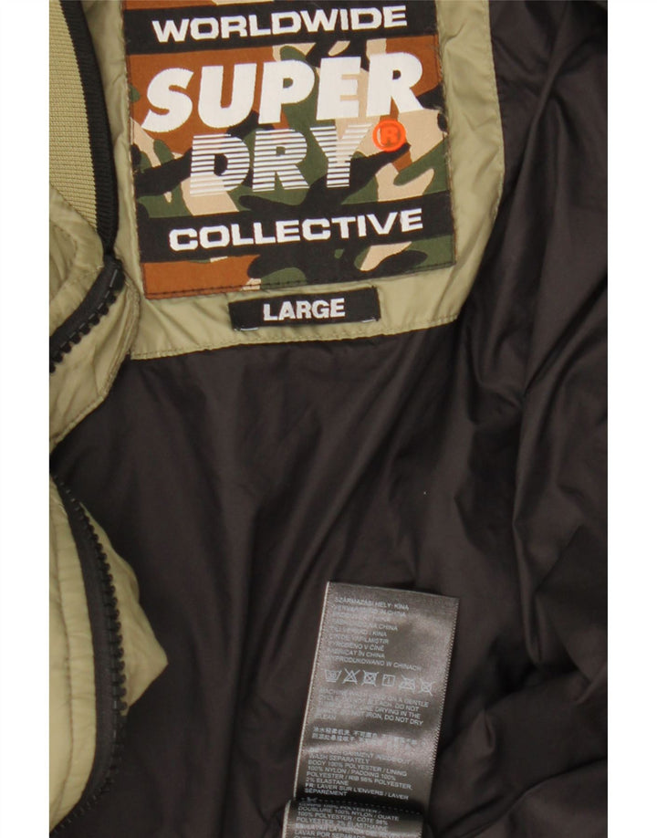 Superdry Mens Padded Jacket UK 40 Large Khaki Nylon