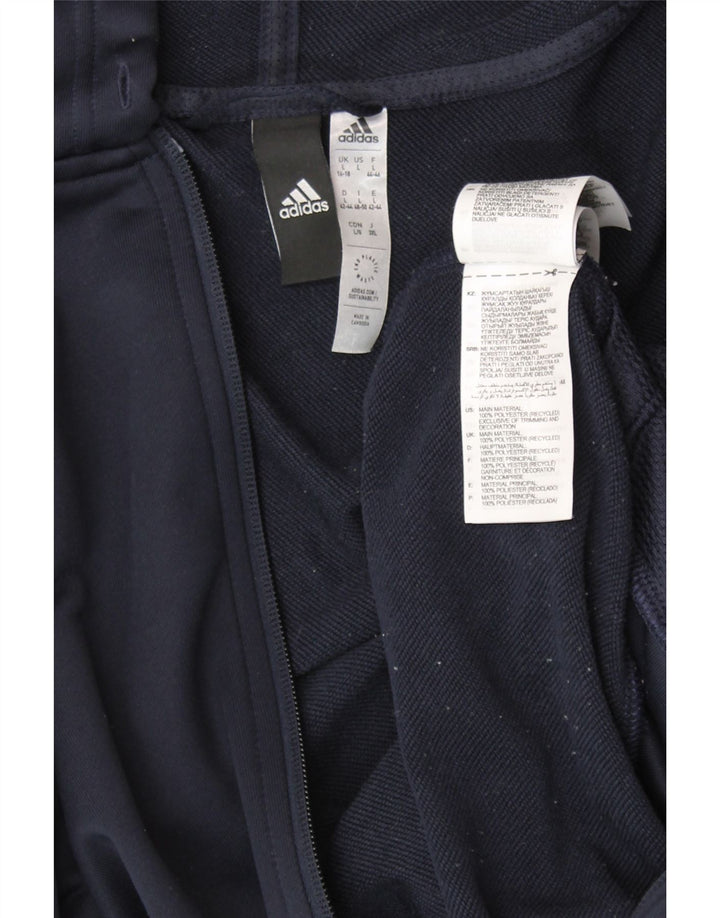 ADIDAS Womens Graphic Zip Hoodie Sweater UK 16/18 Large Navy Blue