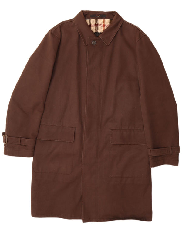 DAKS Mens Overcoat IT 50 Large Brown Cotton