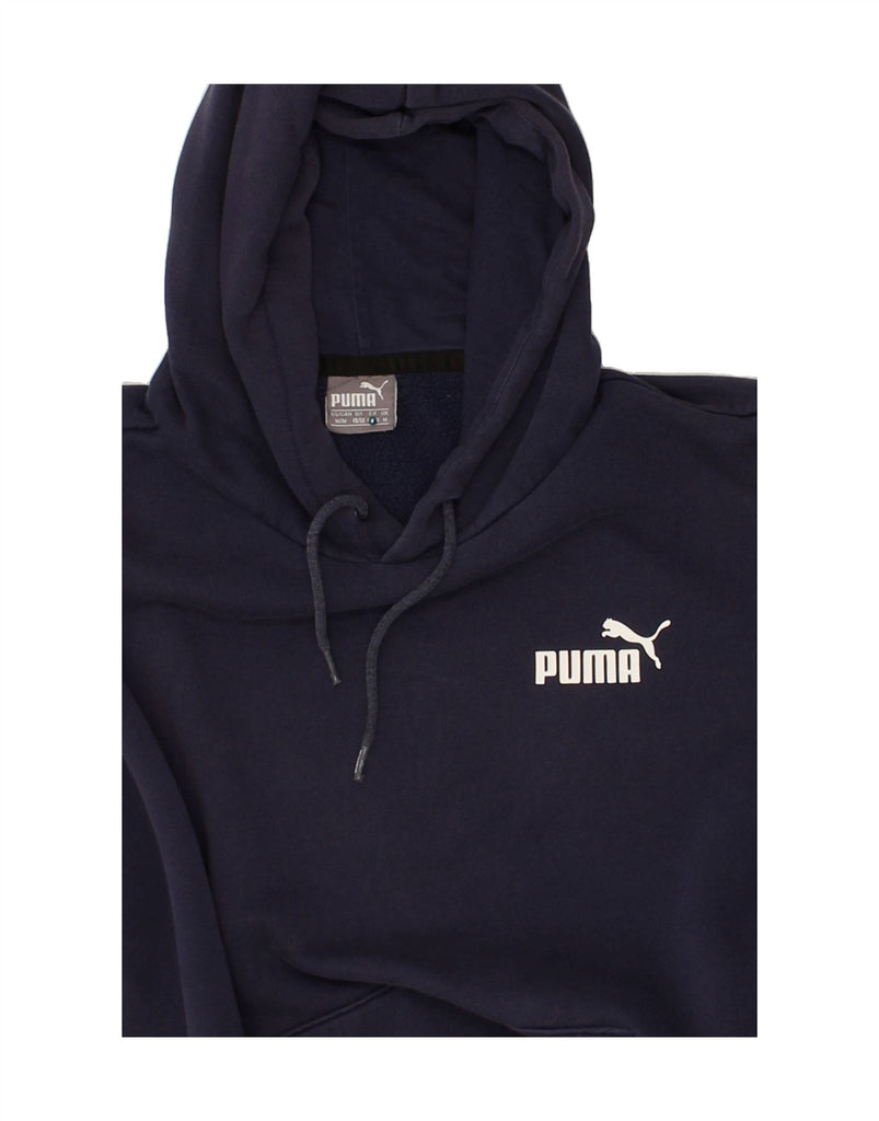 PUMA Mens Hoodie Jumper Medium Navy Blue Cotton | Vintage Puma | Thrift | Second-Hand Puma | Used Clothing | Messina Hembry 