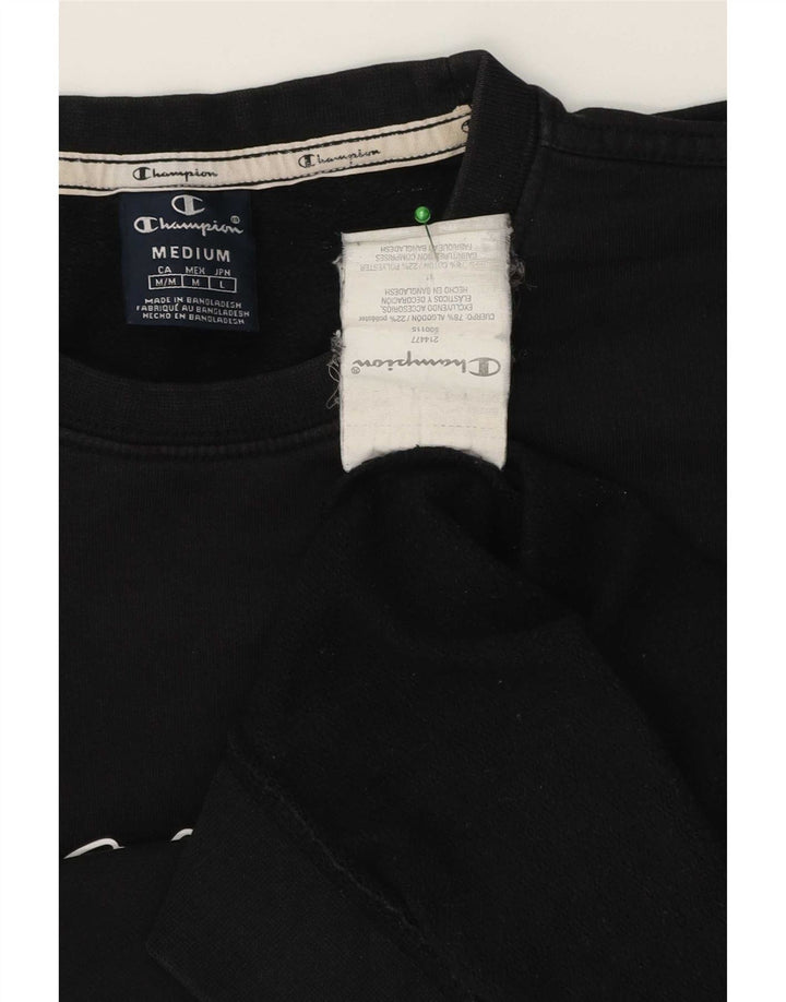 Champion Mens Graphic Sweatshirt Jumper Medium Black Cotton
