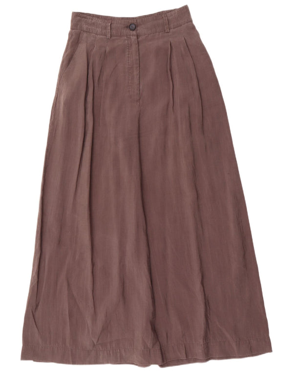 Zara Womens High Waist Wide Leg Casual Trousers Small W26 L26 Brown Lyocell
