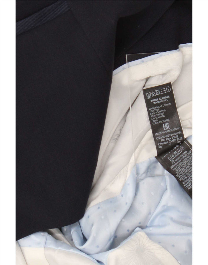 Marks & Spencer Womens 1 Button Blazer Jacket UK 12 Medium Navy Blue