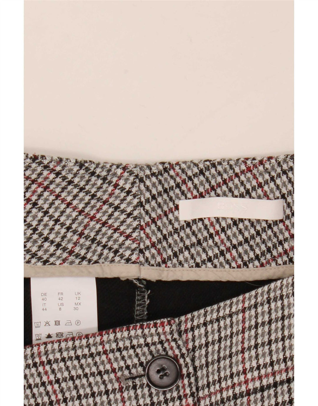 Hugo Boss Womens Suit Trousers UK 12 Medium W32 L27 Grey Houndstooth