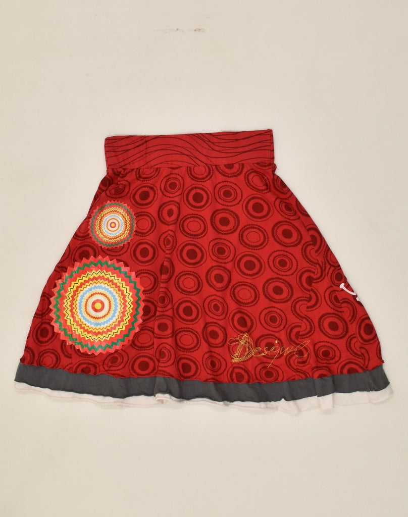 DESIGUAL Womens Graphic A-Line Skirt Small W26  Red Spotted Cotton | Vintage Desigual | Thrift | Second-Hand Desigual | Used Clothing | Messina Hembry 