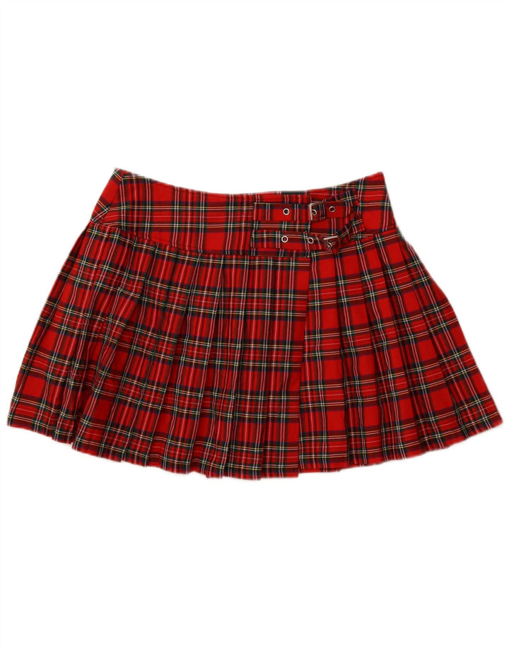 Banned Alternative Womens Mini Wrap Skirt XL W34  Red Check Cotton