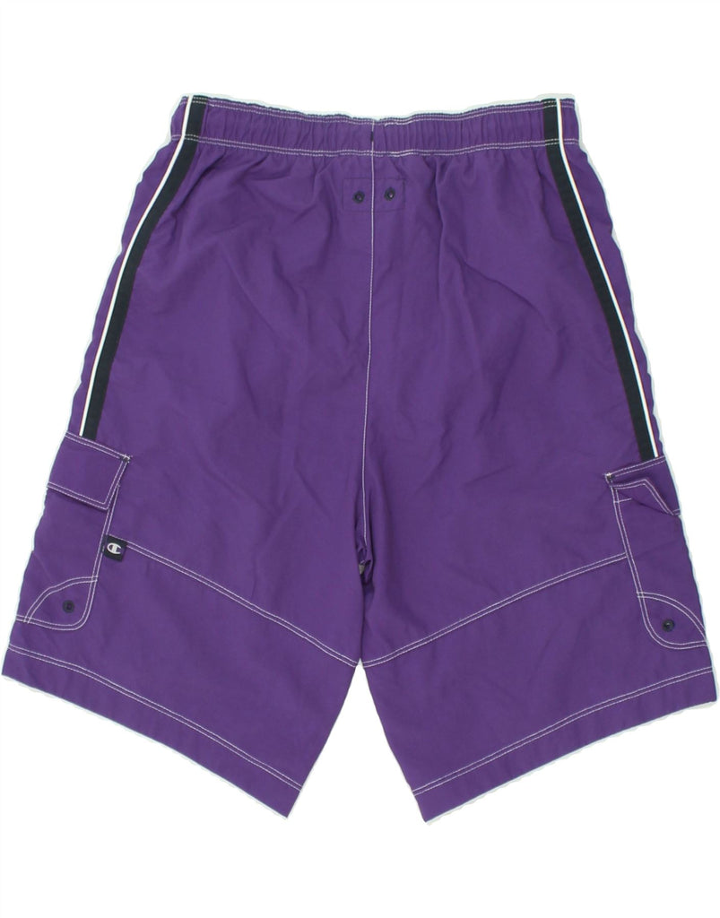 CHAMPION Boys Graphic Sport Shorts 13-14 Years XL Purple Nylon | Vintage Champion | Thrift | Second-Hand Champion | Used Clothing | Messina Hembry 