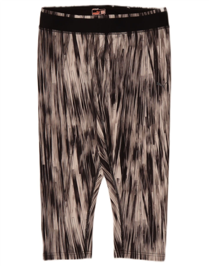 PUMA Womens Capri Leggings UK 14 Medium Black Pinstripe Polyester