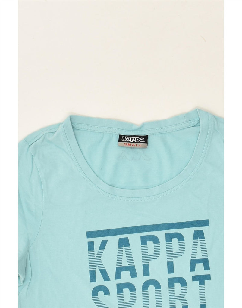 KAPPA Womens Graphic T-Shirt Top UK 8 Small Blue Cotton | Vintage Kappa | Thrift | Second-Hand Kappa | Used Clothing | Messina Hembry 