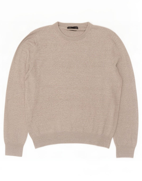 Marks & Spencer Mens Crew Neck Jumper Sweater Large Grey Flecked Cotton