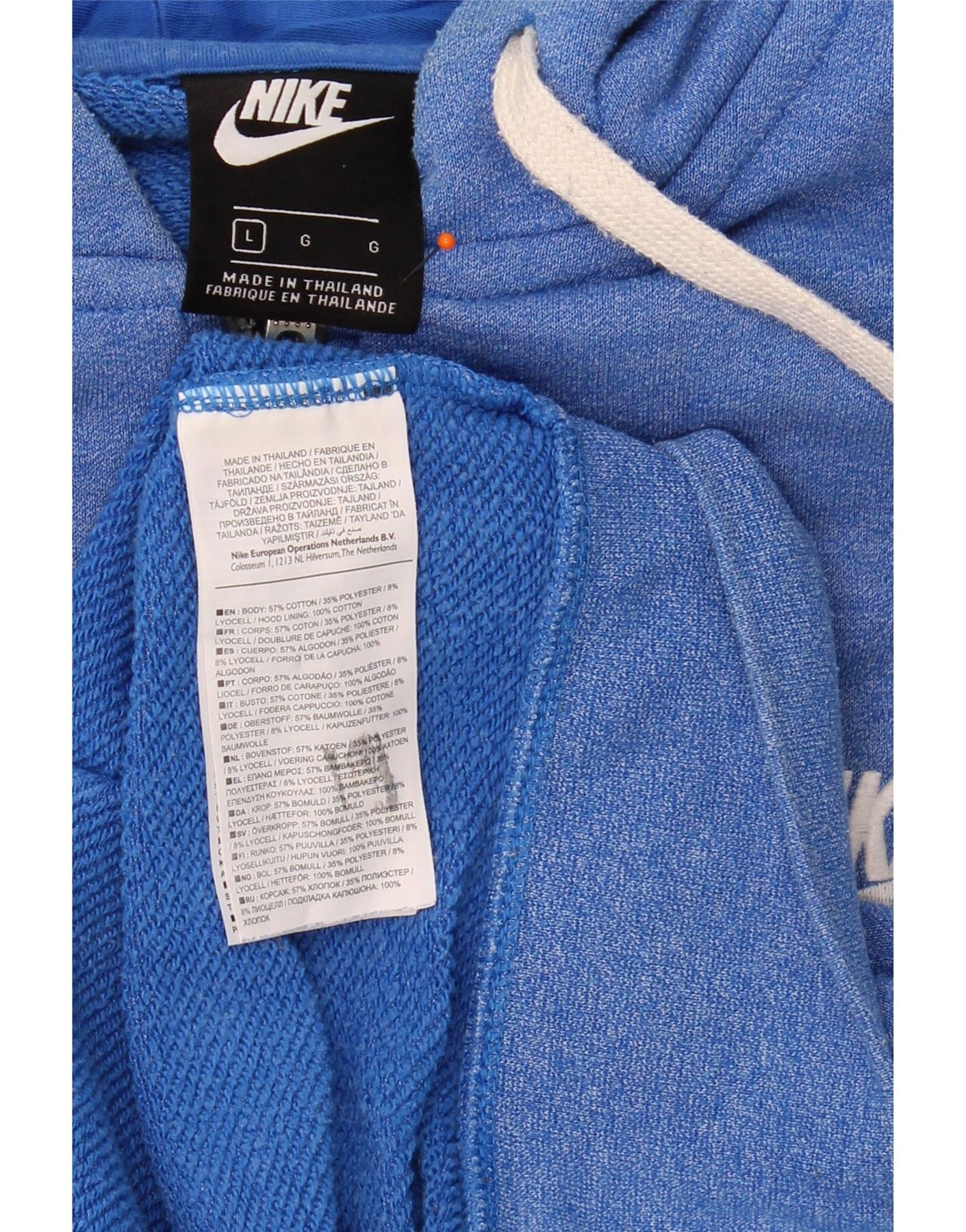 NIKE Heren Zip Hoodie Sweater Groot Blauw Katoen Vintage en