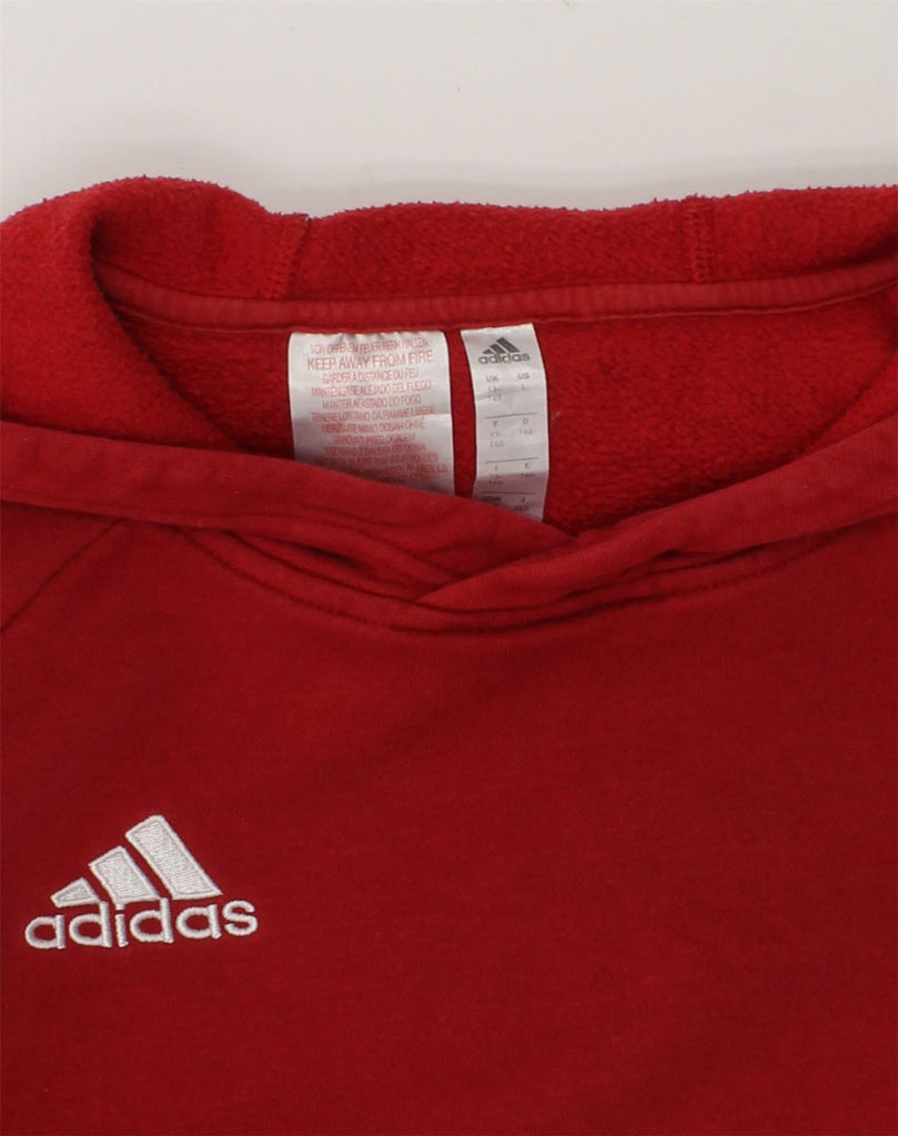 ADIDAS Girls Hoodie Jumper 13-14 Years Red Cotton | Vintage Adidas | Thrift | Second-Hand Adidas | Used Clothing | Messina Hembry 