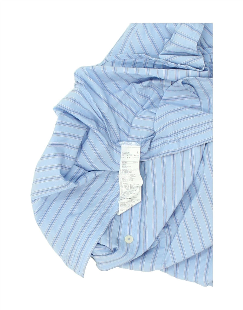 BENETTON Mens Slim Shirt Large Blue Striped Cotton | Vintage Benetton | Thrift | Second-Hand Benetton | Used Clothing | Messina Hembry 