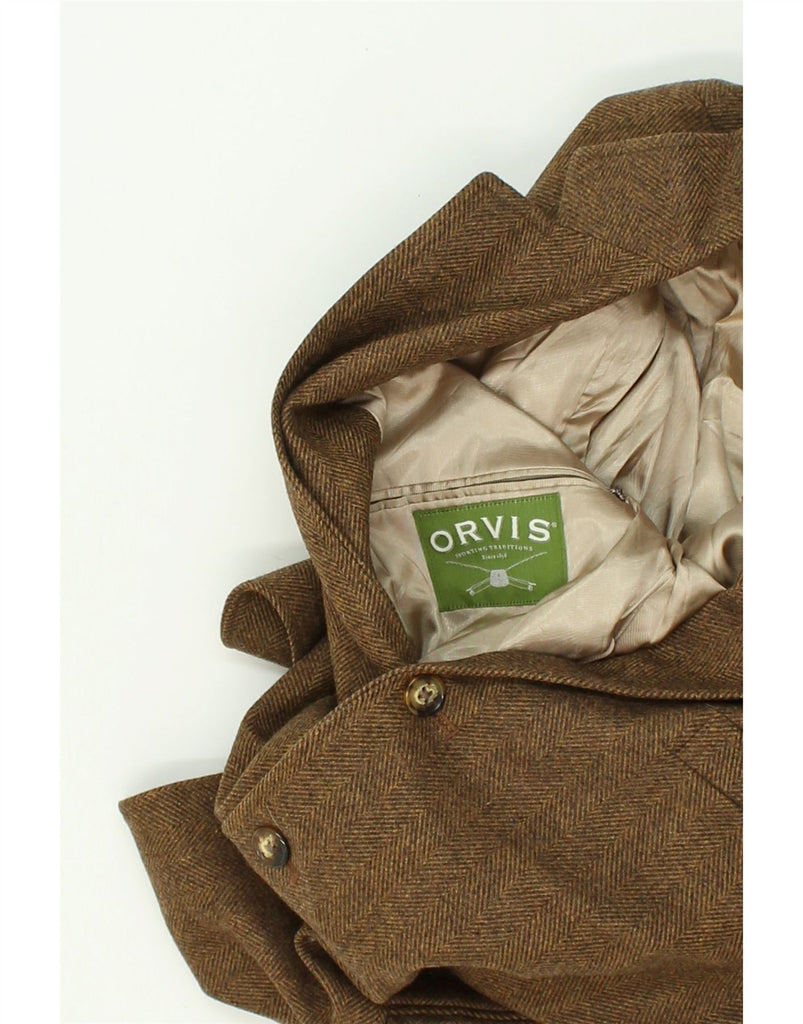 ORVIS Mens 3 Button Blazer Jacket UK 44 2XL Brown Chevron Wool | Vintage Orvis | Thrift | Second-Hand Orvis | Used Clothing | Messina Hembry 