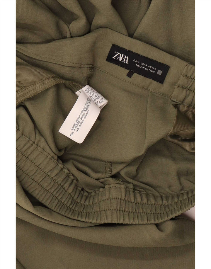 Zara Womens Tracksuit Trousers UK 8 Small Khaki Polyester