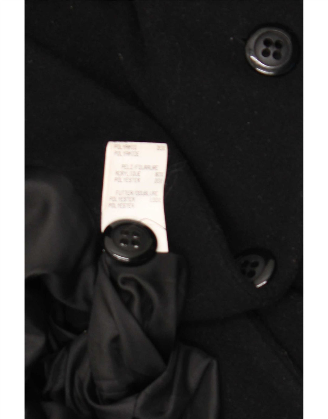 Vintage Mens Double Breasted Coat EU 36 Small Black Wool
