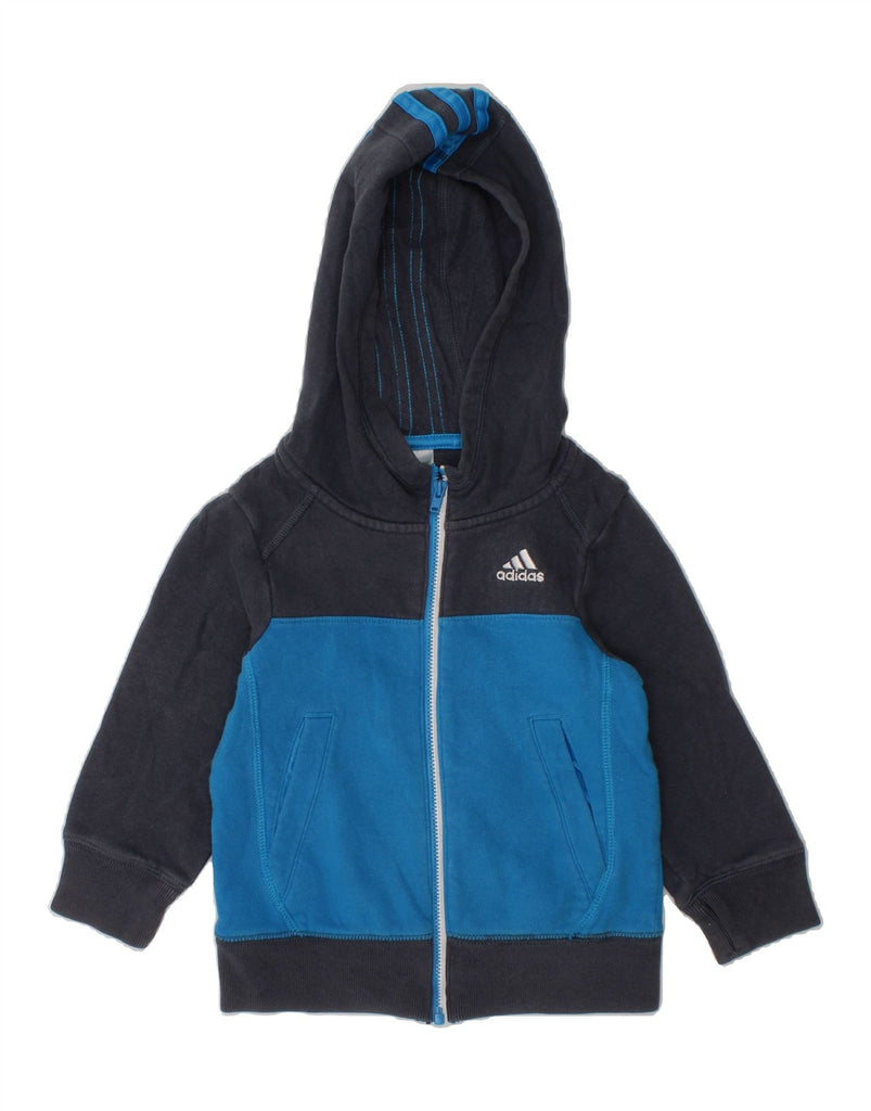 ADIDAS Baby Boys Zip Hoodie Sweater 18-24 Months Navy Blue Colourblock Vintage Adidas and Second-Hand Adidas from Messina Hembry 