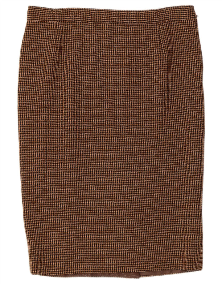 VINTAGE Womens Pencil Skirt W32 Large Brown Houndstooth