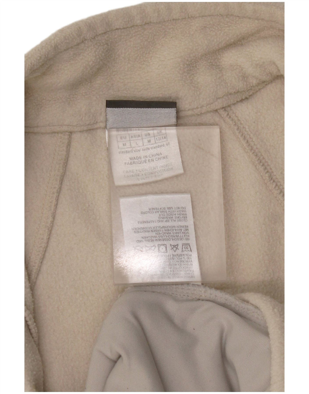 JACK WOLFSKIN Womens Fleece Jacket UK 12/14 Medium Off White Polyester