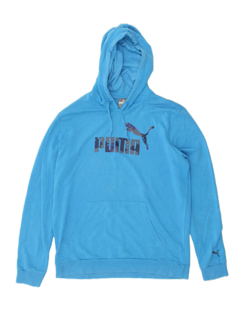 PUMA Mens Graphic Hoodie Jumper XL Blue | Vintage Puma | Thrift | Second-Hand Puma | Used Clothing | Messina Hembry 