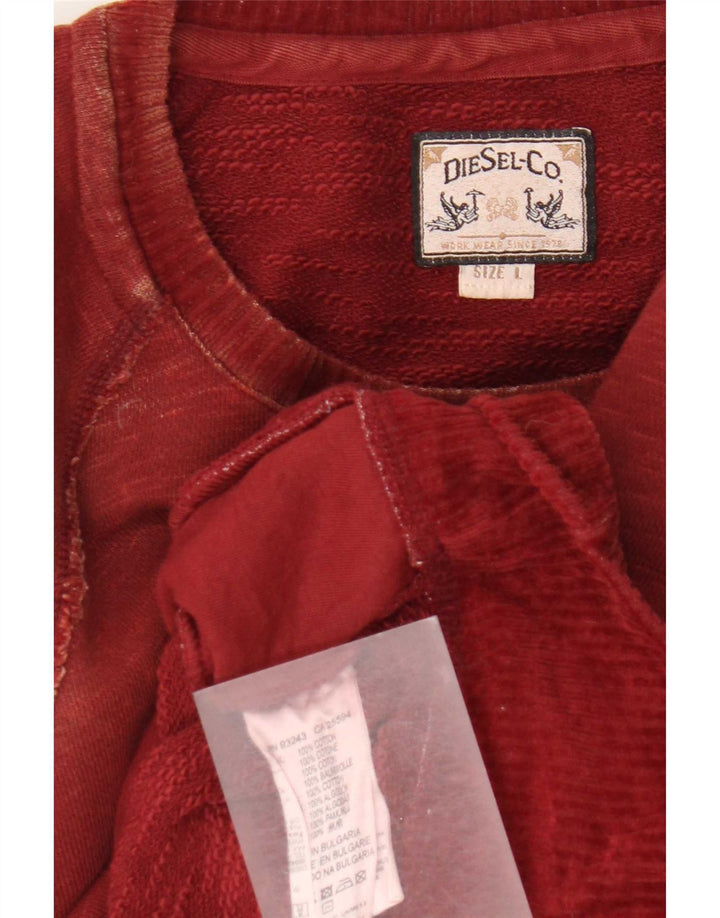 Diesel Mens Sweatshirt Jumper Large Burgundy Cotton