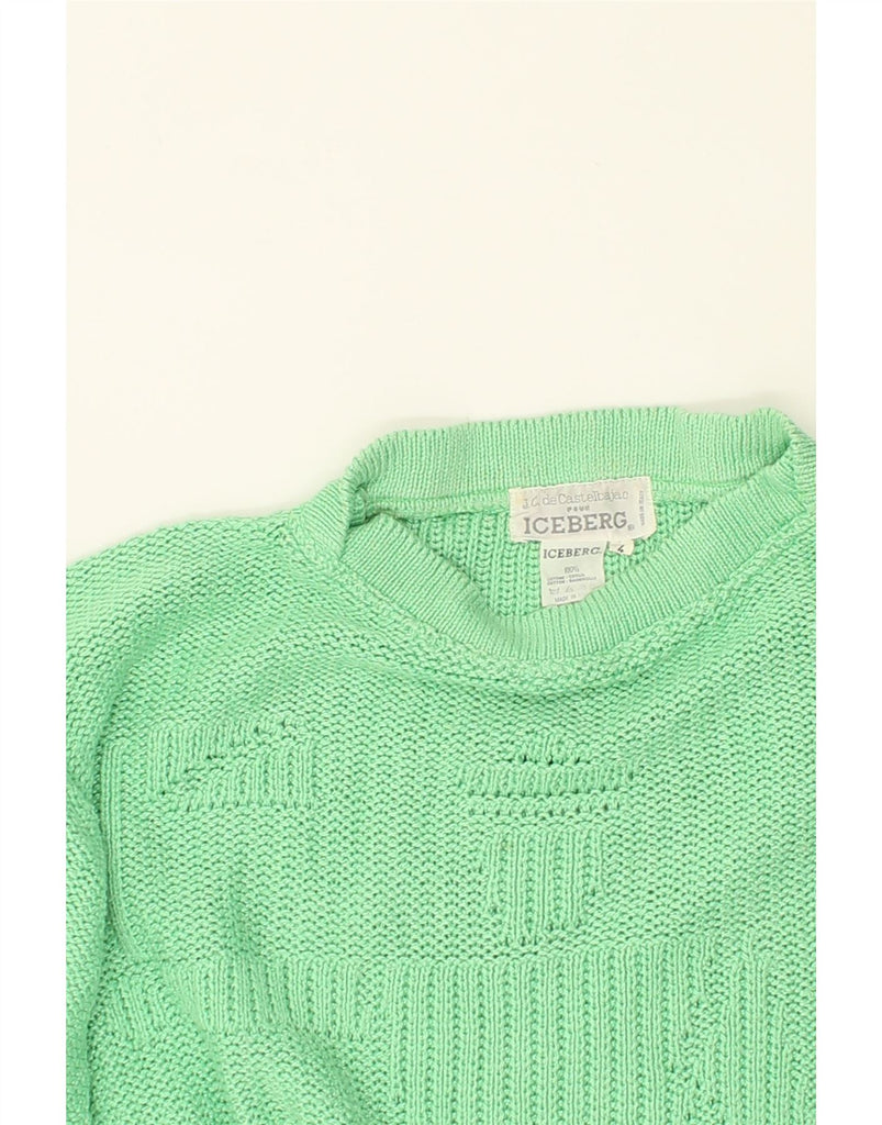 JC DE CASTELBAJAC Womens Boat Neck Jumper Sweater UK 16 Large Green Wool | Vintage JC De Castelbajac | Thrift | Second-Hand JC De Castelbajac | Used Clothing | Messina Hembry 