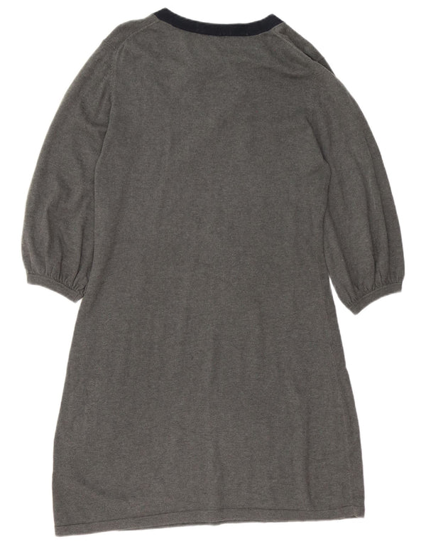 Hobbs Womens 3/4 Sleeve Jumper Dress UK 14 Large Grey Cotton