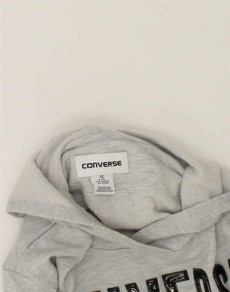 CONVERSE Girls Crop Graphic Hoodie Jumper 8-9 Years Small  Grey | Vintage Converse | Thrift | Second-Hand Converse | Used Clothing | Messina Hembry 