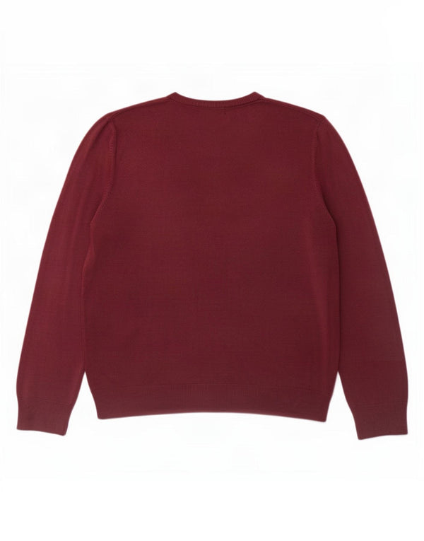 Marks & Spencer Mens Blue Harbour V-Neck Jumper Sweater Large Burgundy