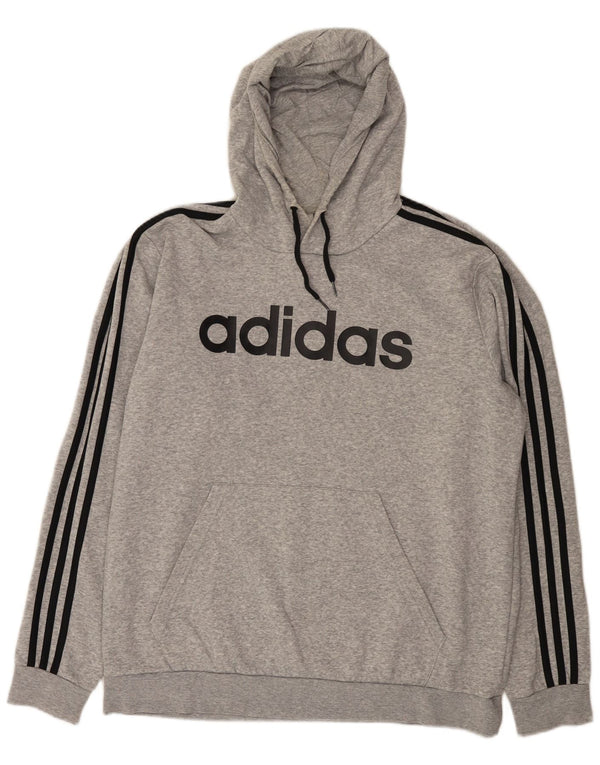 Adidas Mens Graphic Hoodie Jumper XL Grey Cotton
