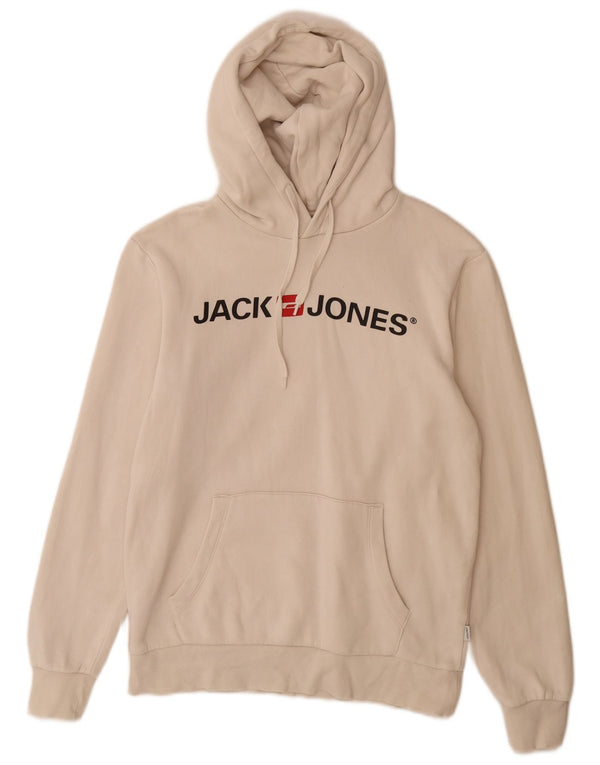 Jack & Jones Mens Graphic Hoodie Jumper Small White Cotton