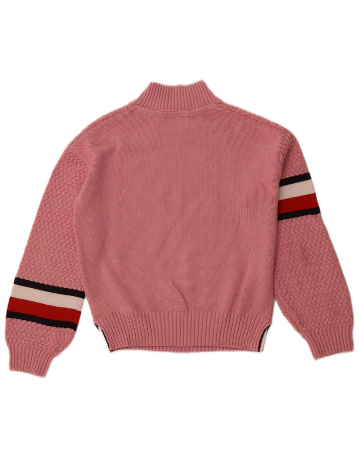 TOMMY HILFIGER Girls Turtle Neck Jumper Sweater 11-12 Years Pink Striped