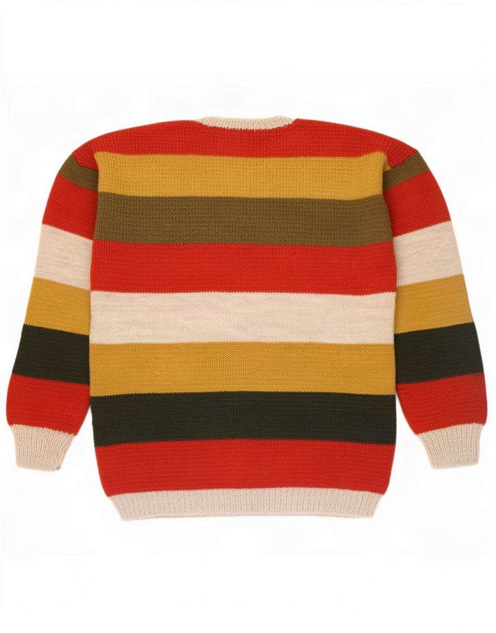 Vintage Mens Crew Neck Jumper Sweater Large Multicoloured Striped