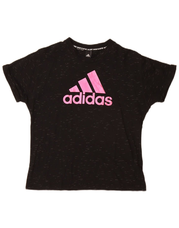 Adidas Womens Graphic T-Shirt Top UK 12 Medium Black Flecked