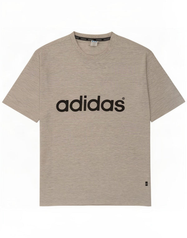 Adidas Mens Graphic T-Shirt Top UK 42/44 Large Grey Flecked Cotton