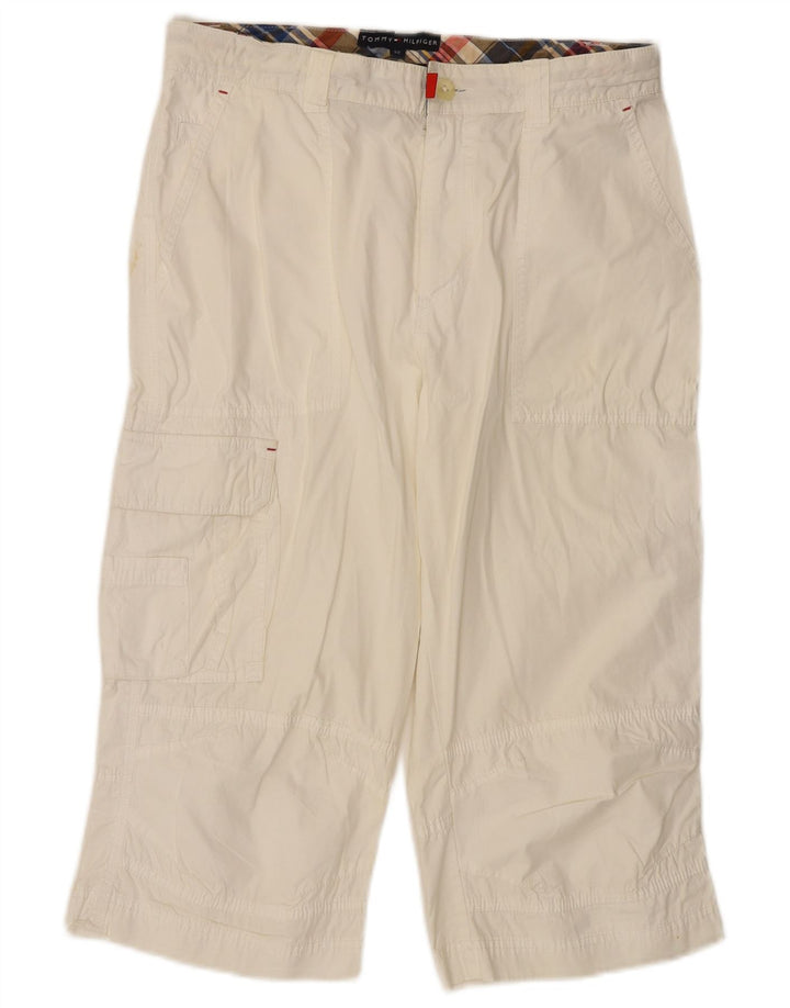 TOMMY HILFIGER Womens Cargo Capri Trousers W32 L19 White Cotton