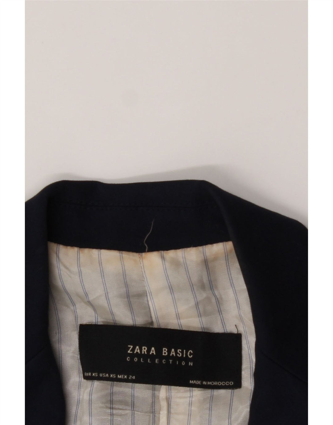 ZARA Womens 1 Button Blazer Jacket UK 6 XS Navy Blue Cotton Vintage Zara and Second-Hand Zara from Messina Hembry 