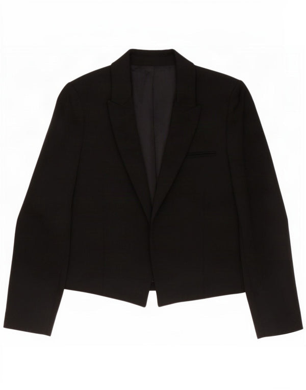 Zara Womens Open Blazer Jacket UK 10 Small Black Polyester